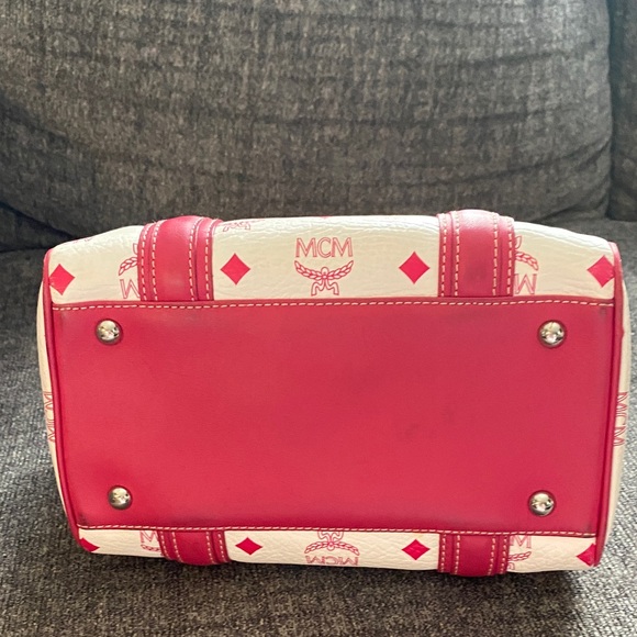 Authentic MCM Mini White and Red Satchel Bag - Picture 10 of 12